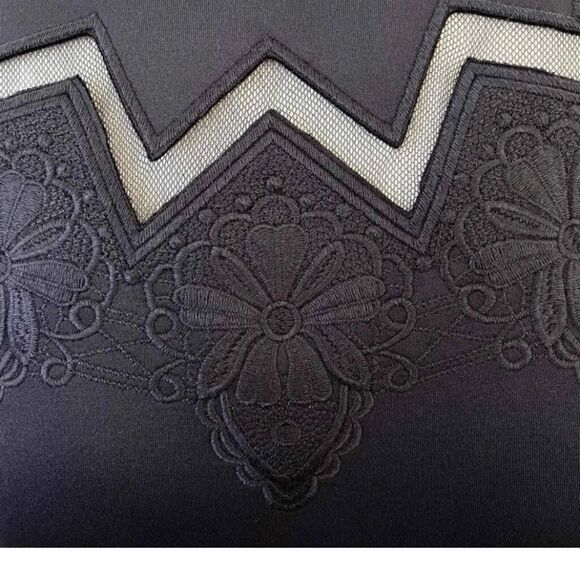 Ted Baker Cheskka Lace and Mesh Skater Dress Dark Blue Navy Floral Embroidery - Picture 15 of 16